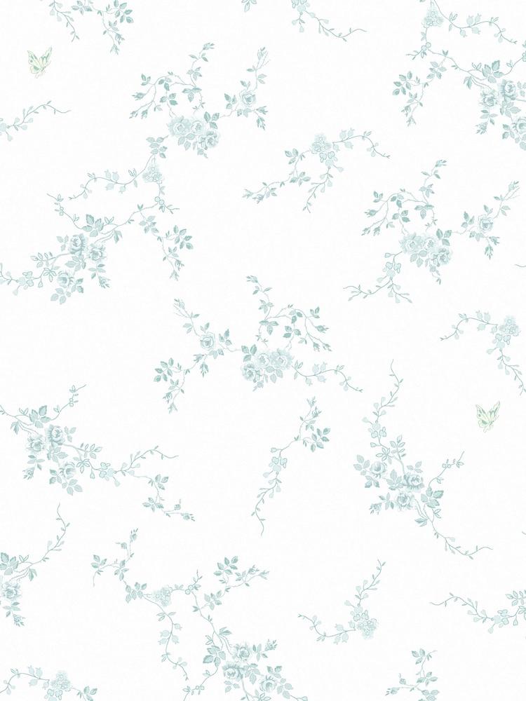 Shabby Chic by Rachel Ashwell® Duck Egg Butterflies A4 Wallpaper Sample - Image 1 of 2