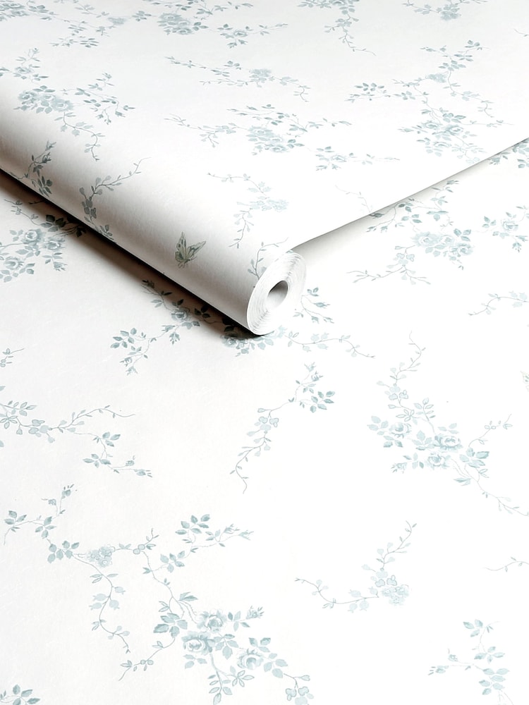 Shabby Chic by Rachel Ashwell® Duck Egg Butterflies A4 Wallpaper Sample - Image 2 of 2