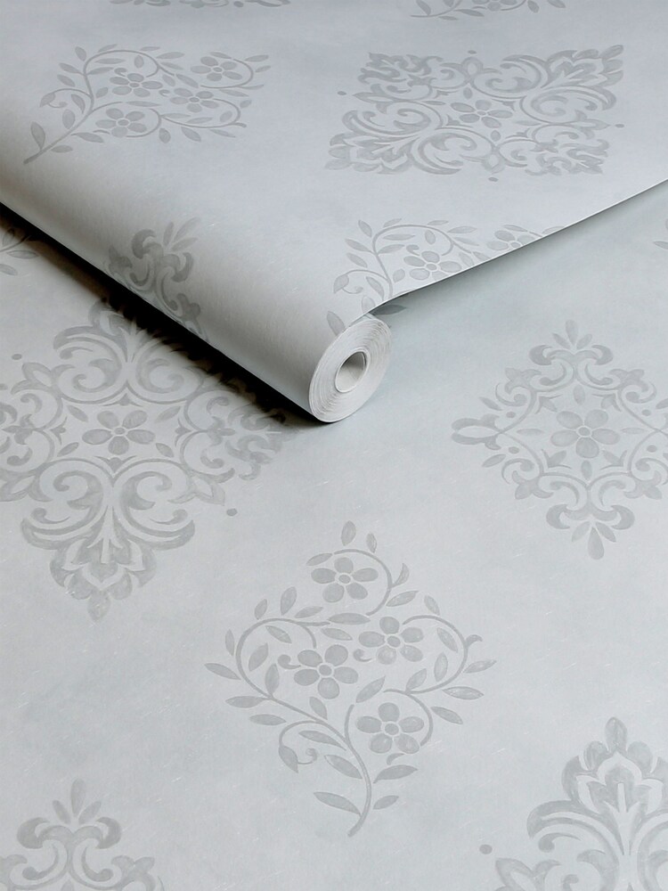 Shabby Chic by Rachel Ashwell® Blue Diamond Motif A4 Wallpaper Sample - Image 2 of 2 Shabby Chic by Rachel Ashwell® Blue Diamond Motif A4 Wallpaper Sample - Image 2 of 2