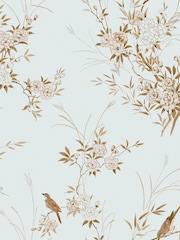 Shabby Chic by Rachel Ashwell® Blue Gold Bird Chinoiserie  A4 Wallpaper Sample - Image 1 of 2