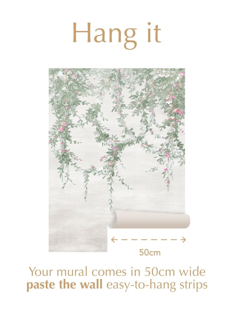 Shabby Chic by Rachel Ashwell® Off White Hanging Garden Fixed Size A4 Mural Sample - Image 3 of 3 Shabby Chic by Rachel Ashwell® Off White Hanging Garden Fixed Size A4 Mural Sample - Image 3 of 3