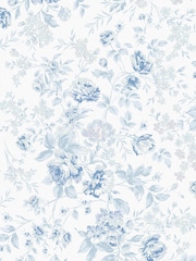 Shabby Chic by Rachel Ashwell® Blue Romantic Rose A4 Wallpaper Sample - Image 1 of 2