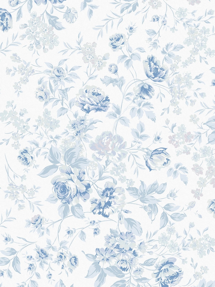 Shabby Chic by Rachel Ashwell® Blue Romantic Rose A4 Wallpaper Sample - Image 1 of 2