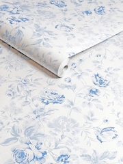 Shabby Chic by Rachel Ashwell® Blue Romantic Rose A4 Wallpaper Sample - Image 2 of 2