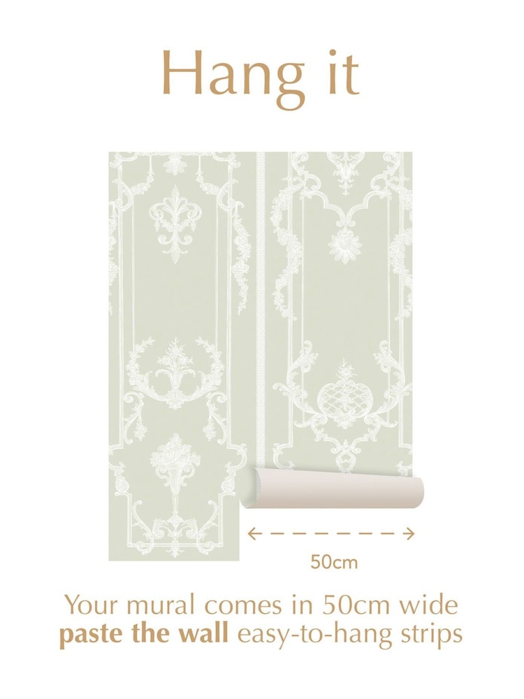 Shabby Chic by Rachel Ashwell® Sage Panel Francaise Fixed Size A4 Mural Sample - Image 3 of 3