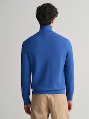 GANT Blue Structured 100% Organic Cotton Quarter Zip Sweater - Image 2 of 5