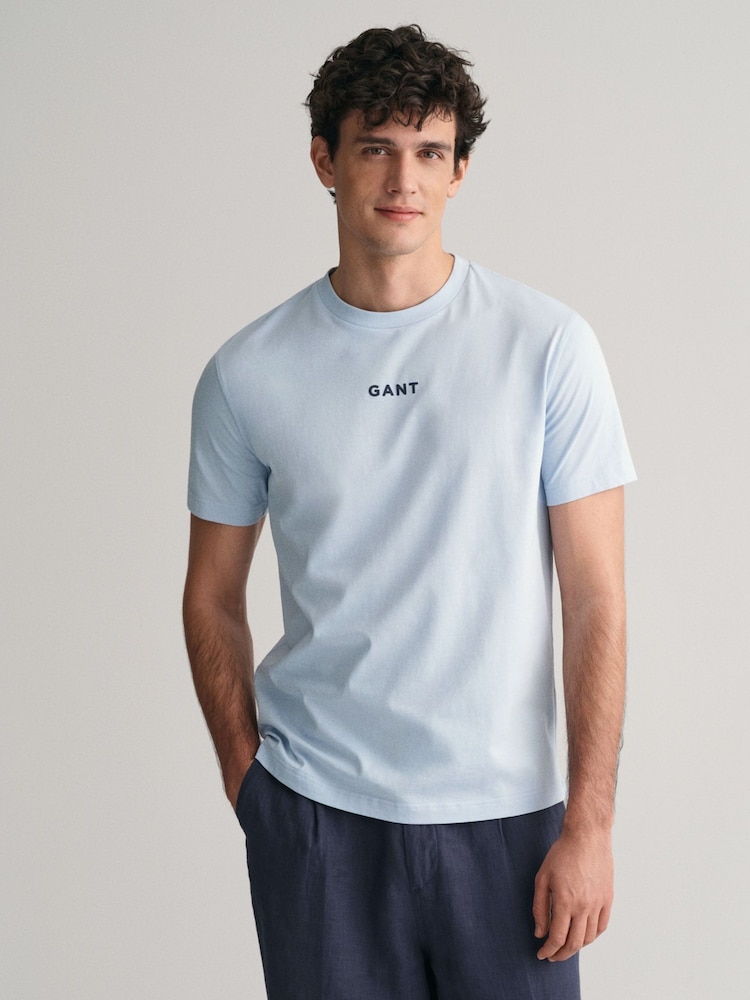 GANT Light Blue Contrast Small Logo 100% Cotton T-Shirt - Image 1 of 5