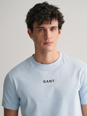 GANT Light Blue Contrast Small Logo 100% Cotton T-Shirt - Image 4 of 5