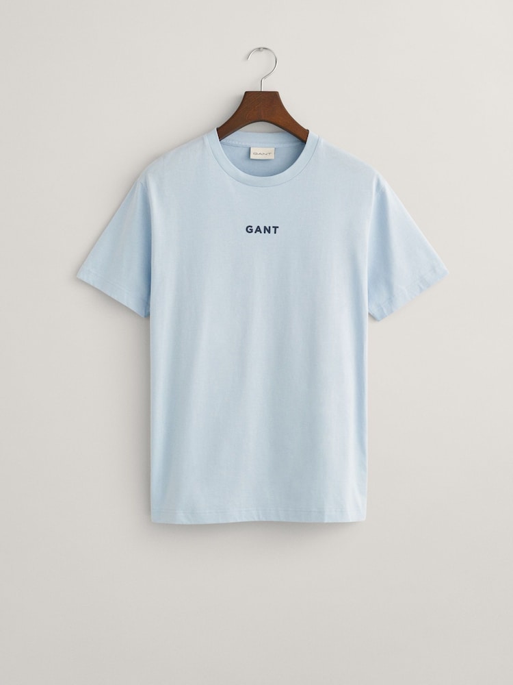 GANT Light Blue Contrast Small Logo 100% Cotton T-Shirt - Image 5 of 5
