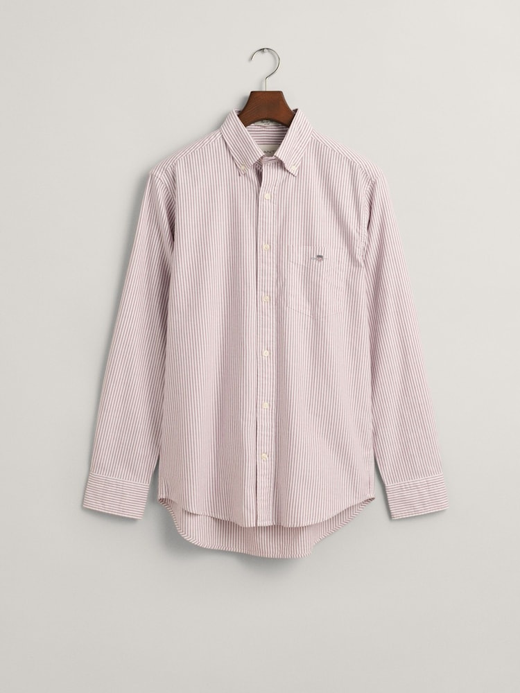 GANT Purple Regular Fit Banker Stripe Oxford Shirt - Image 6 of 6