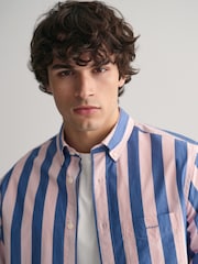 GANT Pink Regular Fit Parasol Striped Poplin 100% Cotton Shirt - Image 7 of 8