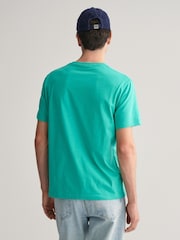 GANT Turquoise Regular-Fit Shield 100% Cotton T-Shirt - Image 2 of 5