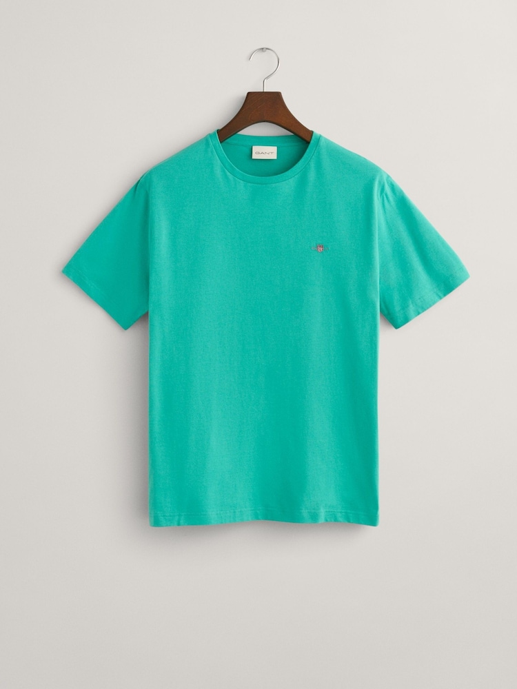 GANT Turquoise Regular-Fit Shield 100% Cotton T-Shirt - Image 5 of 5