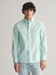 GANT Blue Regular Fit Banker Stripe Oxford Shirt - Image 1 of 7