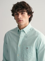GANT Blue Regular Fit Banker Stripe Oxford Shirt - Image 4 of 7