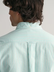 GANT Blue Regular Fit Banker Stripe Oxford Shirt - Image 5 of 7