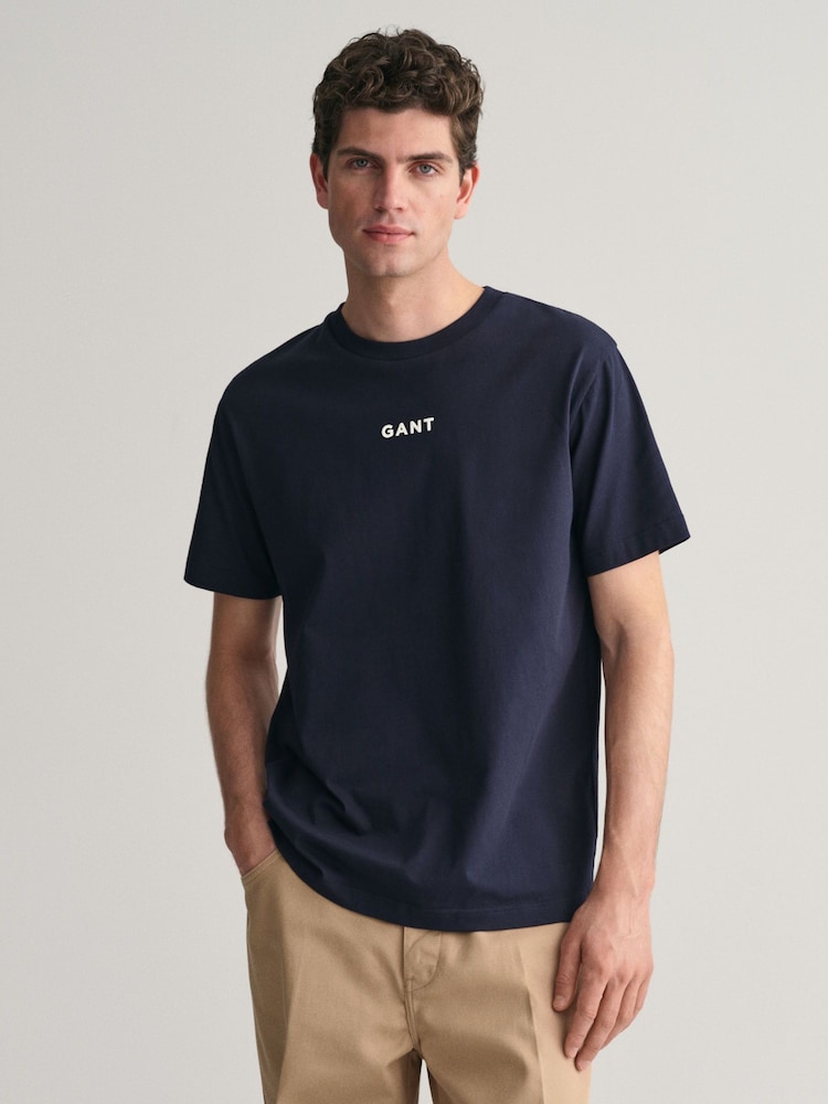 GANT Blue Contrast Small Logo T-Shirt - Image 1 of 5