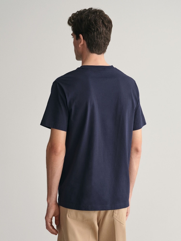 GANT Blue Contrast Small Logo T-Shirt - Image 2 of 5