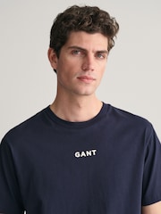 GANT Blue Contrast Small Logo T-Shirt - Image 4 of 5