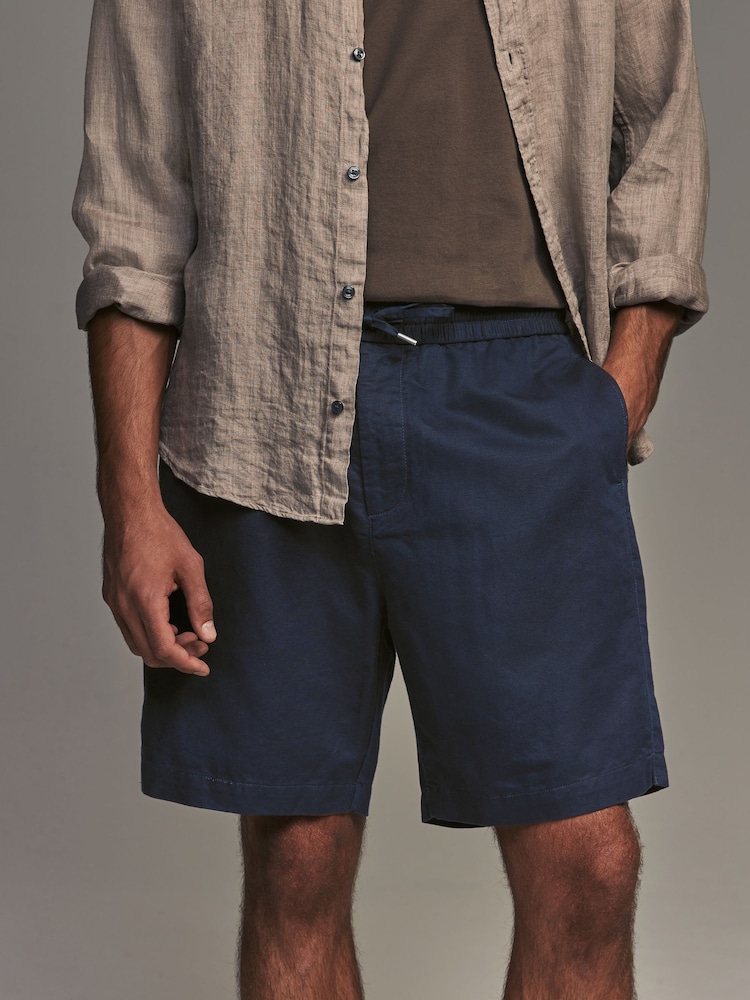 GANT Blue Cotton Linen Shorts - Image 1 of 5