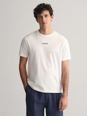 GANT Cream Contrast Small Logo 100% Cotton T-Shirt - Image 1 of 5