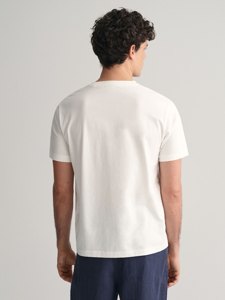 GANT Cream Contrast Small Logo 100% Cotton T-Shirt - Image 2 of 5