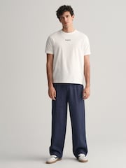 GANT Cream Contrast Small Logo 100% Cotton T-Shirt - Image 3 of 5