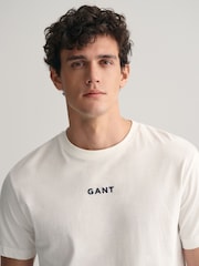 GANT Cream Contrast Small Logo 100% Cotton T-Shirt - Image 4 of 5