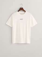 GANT Cream Contrast Small Logo 100% Cotton T-Shirt - Image 5 of 5