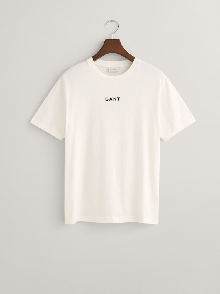 GANT Cream Contrast Small Logo 100% Cotton T-Shirt - Image 5 of 5
