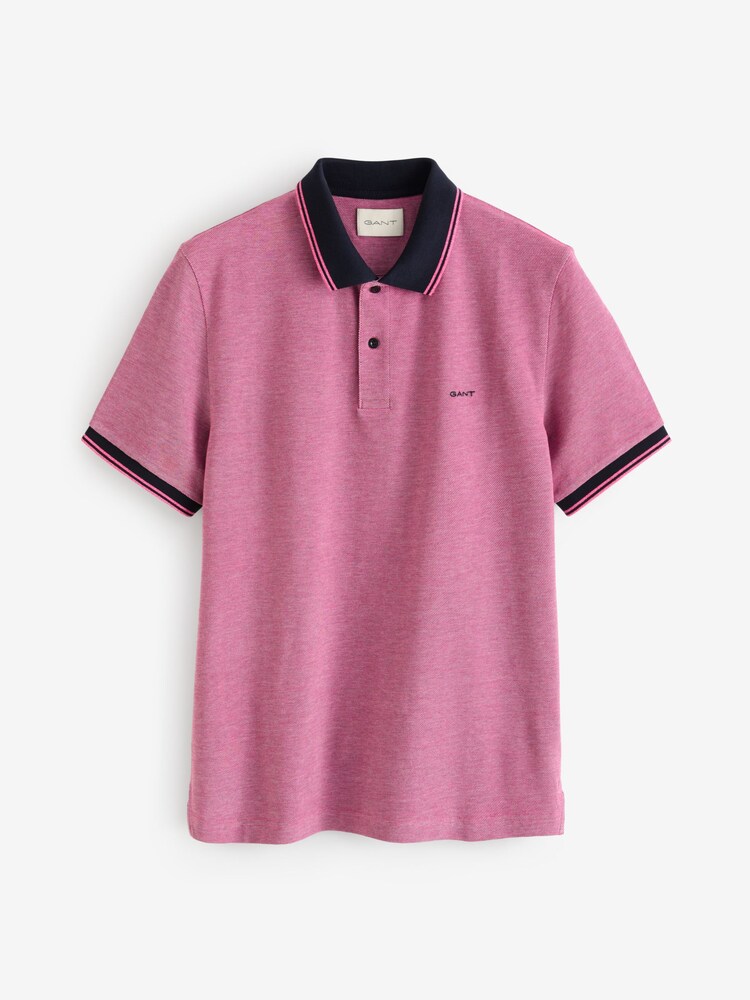 GANT Pink 4-Color Oxford Piqué 100% Cotton Polo Shirt - Image 5 of 5 GANT Pink 4-Color Oxford Piqué 100% Cotton Polo Shirt - Image 5 of 5
