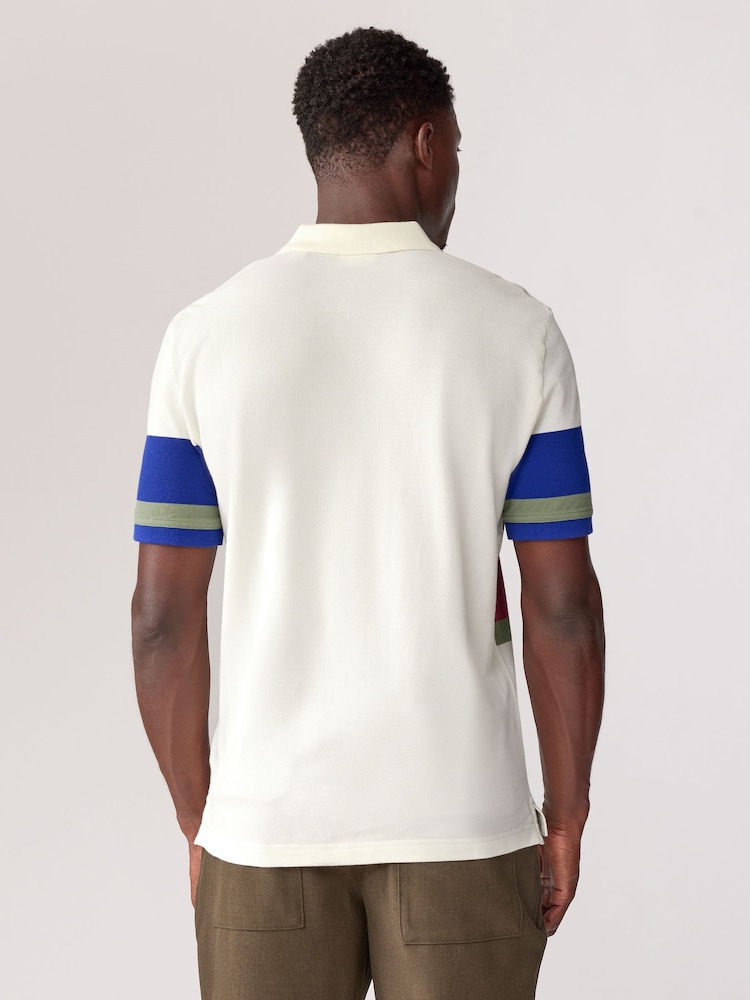 GANT Cream Washed 100% Cotton Multi Stripe Polo Shirt - Image 2 of 5 GANT Cream Washed 100% Cotton Multi Stripe Polo Shirt - Image 2 of 5