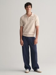 GANT Cream Structured Cotton Polo Sweater - Image 4 of 5