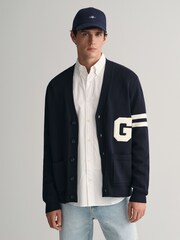 GANT Blue 100% Cotton Varsity Cardigan - Image 1 of 4