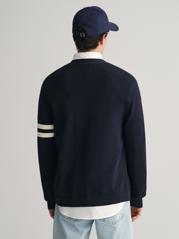 GANT Blue 100% Cotton Varsity Cardigan - Image 2 of 4