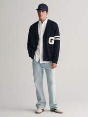 GANT Blue 100% Cotton Varsity Cardigan - Image 3 of 4