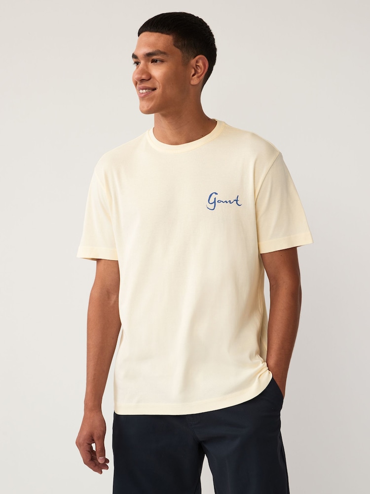 GANT Cream Seasonal Graphic 100% Cotton T-Shirt - Image 1 of 7