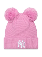 New Era Girls Pink New York Yankees Double Bobble Knit Beanie - Image 1 of 2