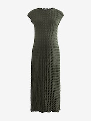 Khakigrün - Umstandsmode Kurzärmeliges, strukturiertes Säulenkleid - Bild 5 von 7