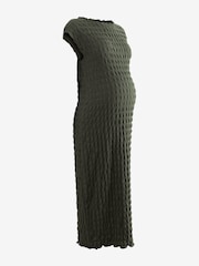 Khakigrün - Umstandsmode Kurzärmeliges, strukturiertes Säulenkleid - Bild 6 von 7