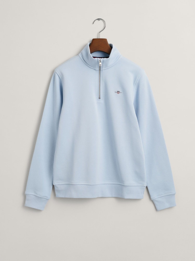 GANT Blue Teens Shield Half-Zip Sweatshirt - Image 1 of 4 GANT Blue Teens Shield Half-Zip Sweatshirt - Image 1 of 4
