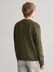 GANT Green Teens Arch Script Crew Neck 100% Cotton Sweatshirt - Image 2 of 4