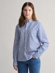 GANT Blue Teens Shield Striped Poplin 100% Cotton Shirt - Image 1 of 4