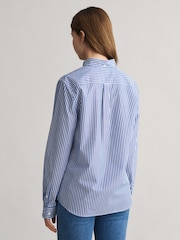GANT Blue Teens Shield Striped Poplin 100% Cotton Shirt - Image 3 of 4