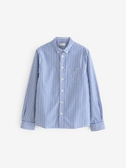 GANT Blue Teens Shield Striped Poplin 100% Cotton Shirt - Image 4 of 4