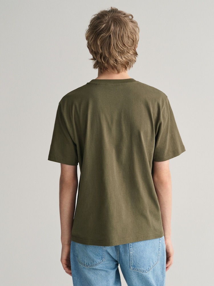 GANT Green Teens Script Graphic 100% Cotton T-Shirt - Image 2 of 4