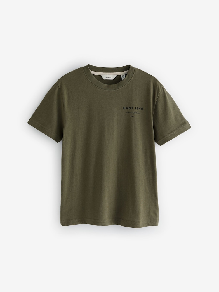 GANT Green Teens Script Graphic 100% Cotton T-Shirt - Image 4 of 4