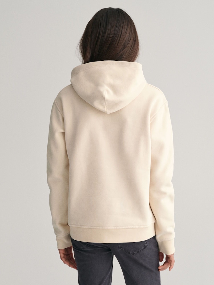 GANT Cream Teens Script Graphic 100% Cotton Hoodie - Image 2 of 7 GANT Cream Teens Script Graphic 100% Cotton Hoodie - Image 2 of 7