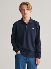 GANT Blue Teens Shield Piqué 100% Cotton Polo Shirt - Image 1 of 5