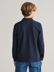 GANT Blue Teens Shield Piqué 100% Cotton Polo Shirt - Image 2 of 5